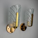 Pair of "leaf" sconces by Carl Fagerlund, Murano glass, Germany, 1970