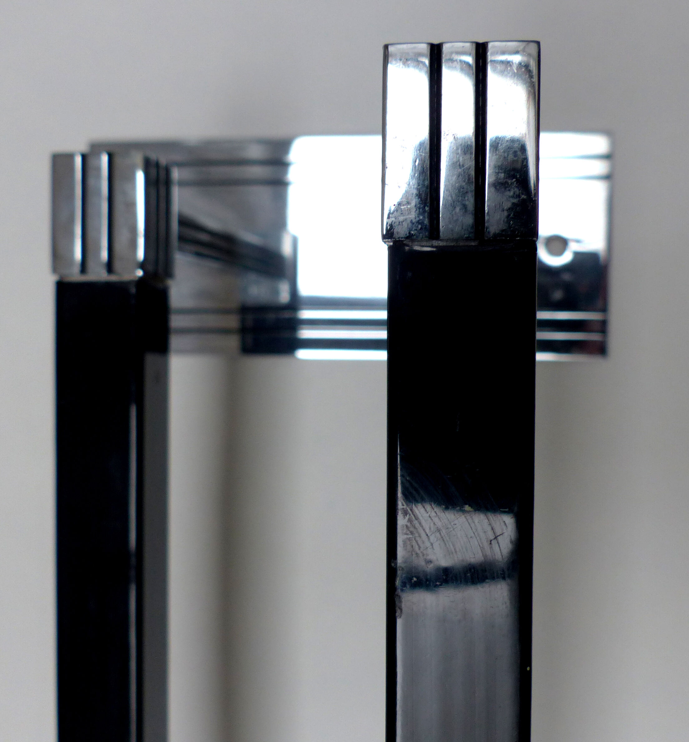 Black and silver art deco double towel rail