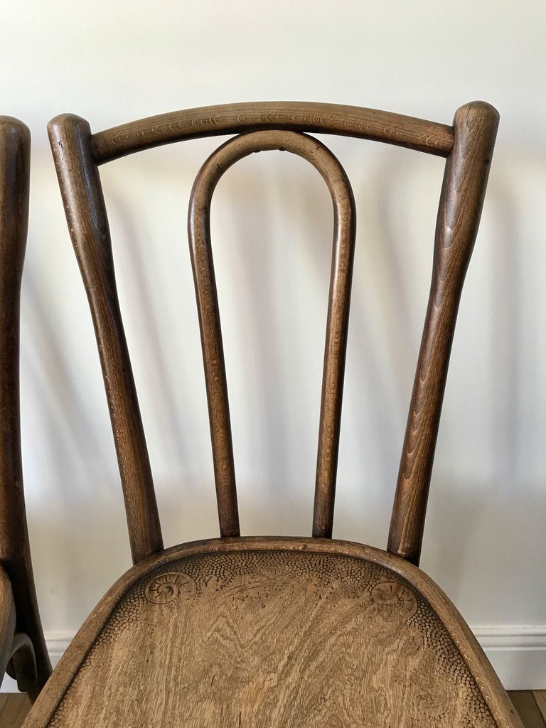 Set of 4 bistro chairs in curved wood of beech Luterma 30s