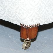 Howard & Sons canapé with feather cushions and ticking fabric, Victorian style.