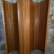 Large French folding screen in pine, room divider, 1950s, attributed to Baumann.