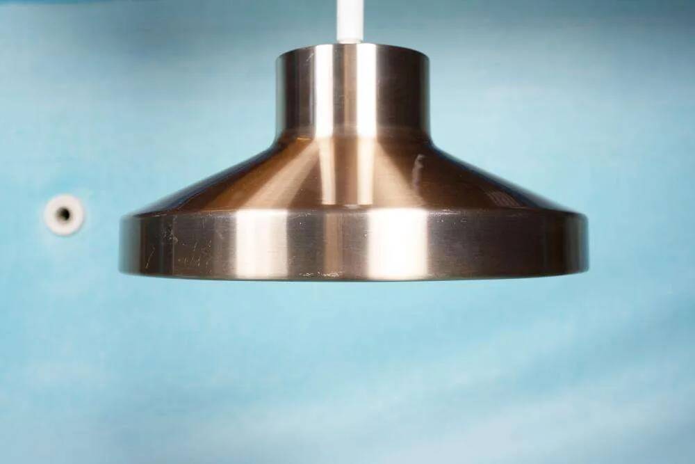 Vintage suspended lamp in aluminium from the 60s/70s, dining table lamp.