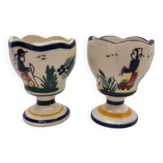 Egg cups earthenware Hb Henriot Quimper