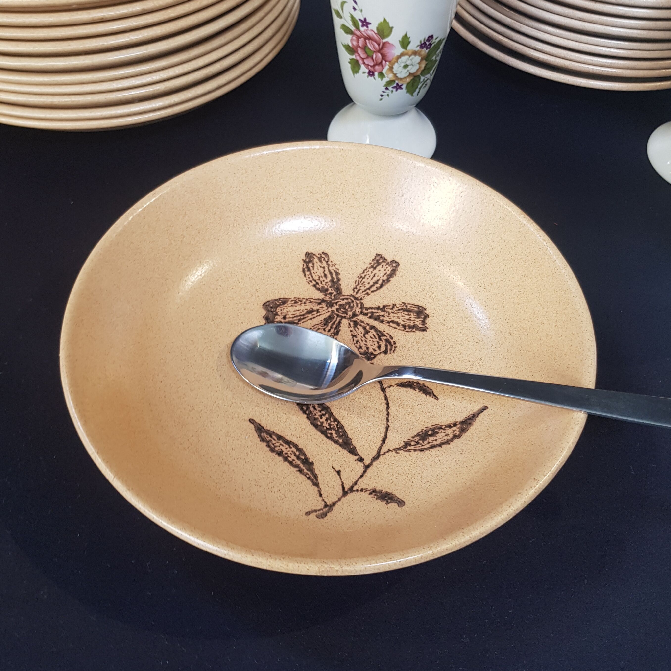 Set of 10 hollow stoneware plates