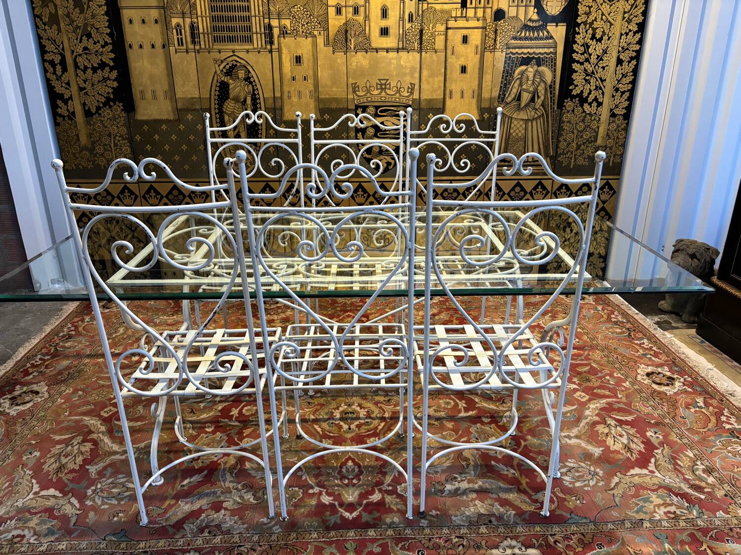 Iron and glass garden furniture