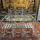 Iron and glass garden furniture