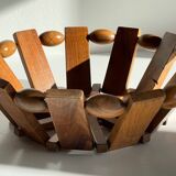 Vintage turned wooden table basket