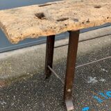 Console desserte "primitive" tray in oak steel frame