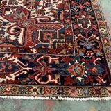 Antique heriz rug 353x263 cm wool oriental hand made carpet red, brown, blue
