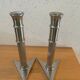 Art Deco candle holders, silver-plated cast iron.