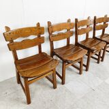 Vintage brutalist dining chairs, set of 4 - 1960s