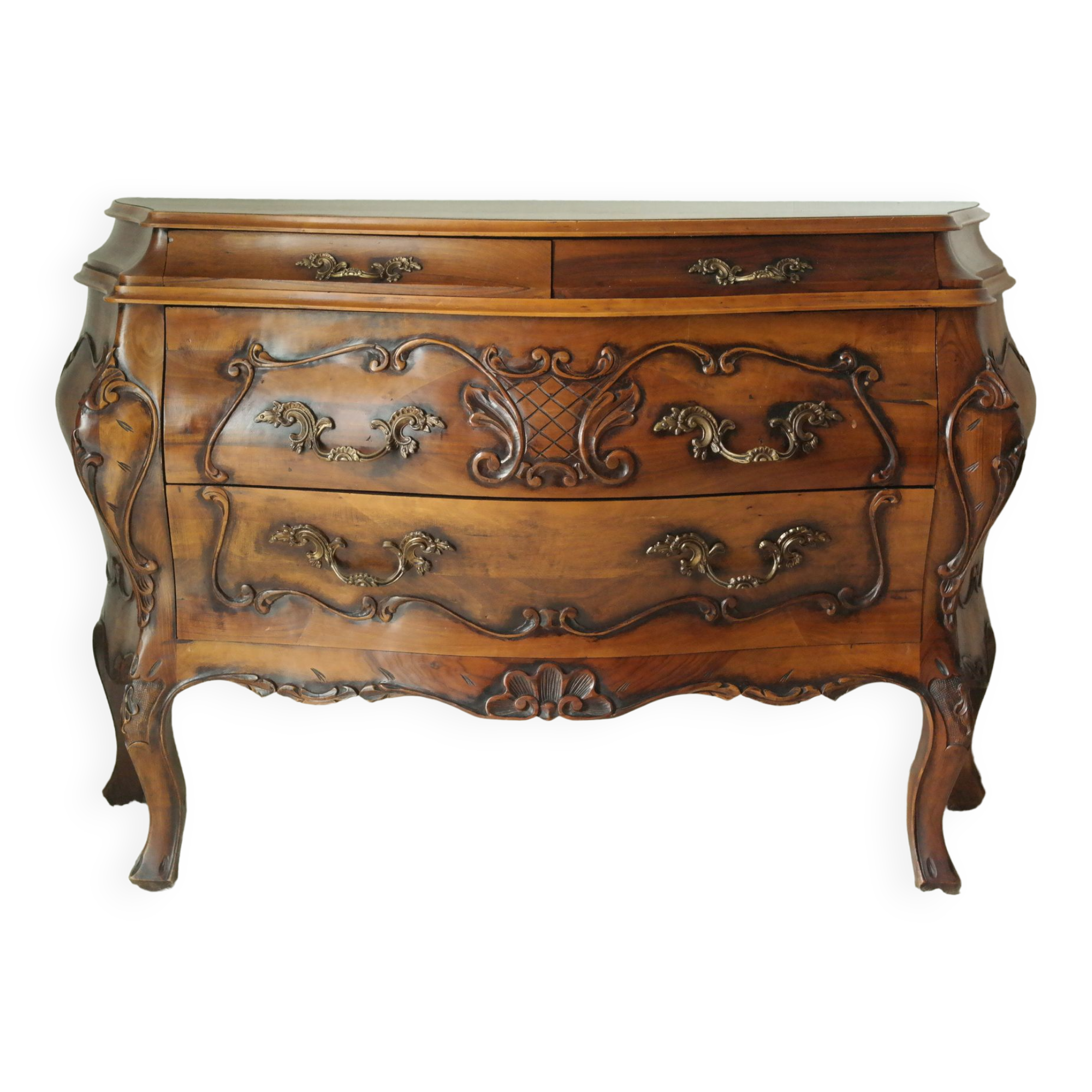 Louis XV style walnut tomb chest of drawers, 20th century