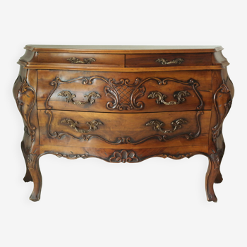 Commode tombeau en noyer style Louis XV, XXème