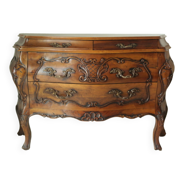 Commode tombeau en noyer style Louis XV, XXème