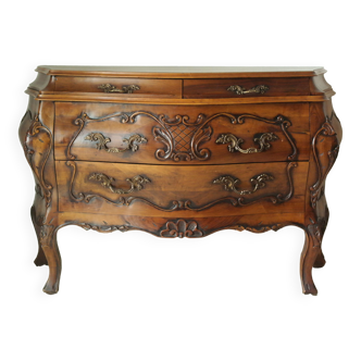 Louis XV style walnut tomb chest of drawers, 20th century