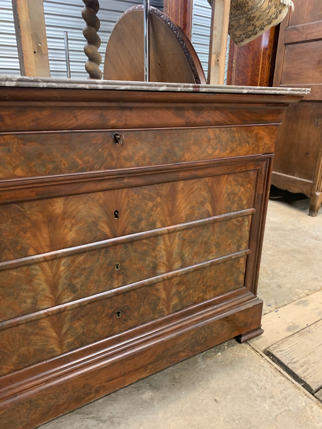 Antique Louis-Philippe chest of drawers, 19th century secretary