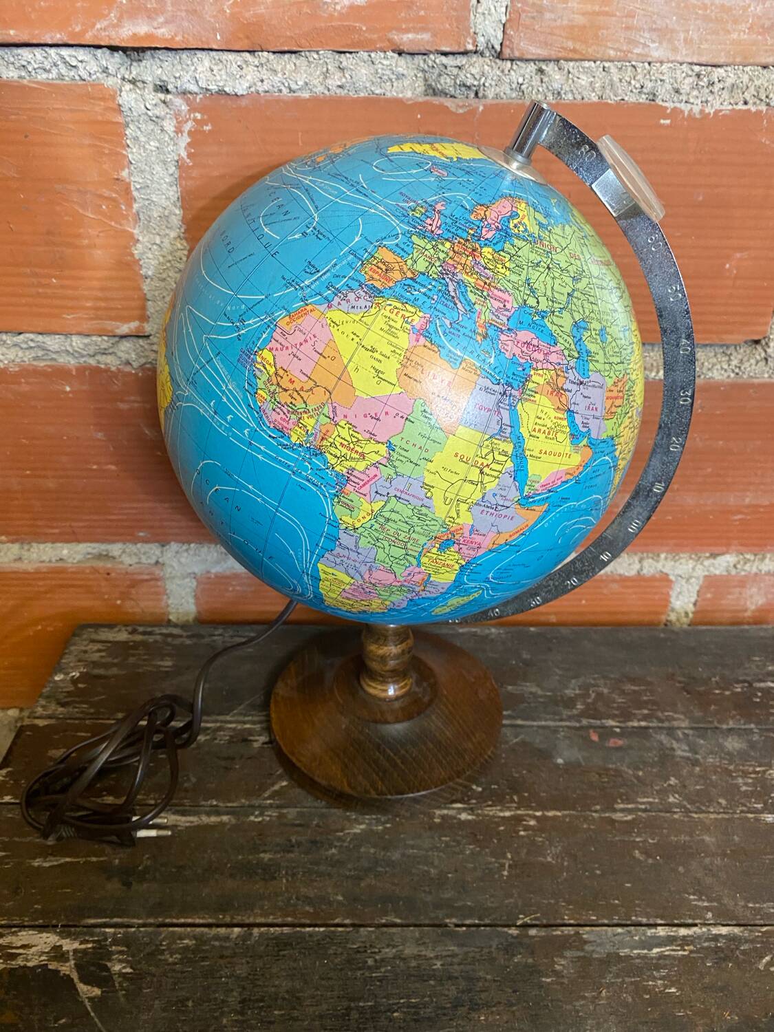 World Map Earth Globe Old TARIDE 1985 Model 90RL025 Vintage