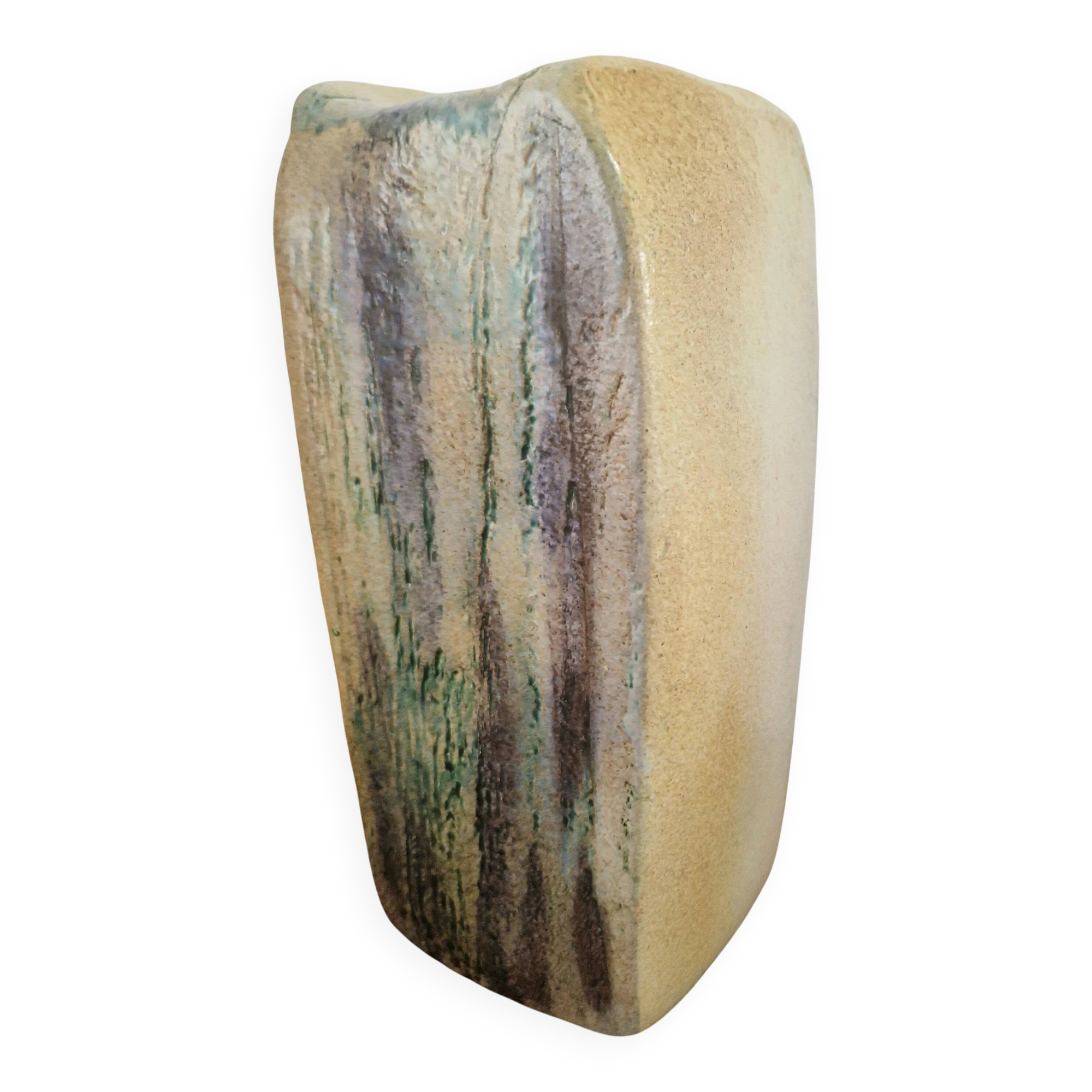 Vase brutaliste monolithe en grès XXe