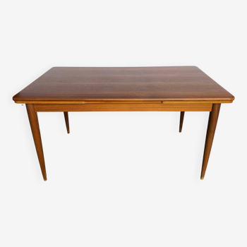 Scandinavian extendable table with 2 extensions in vintage teak an60