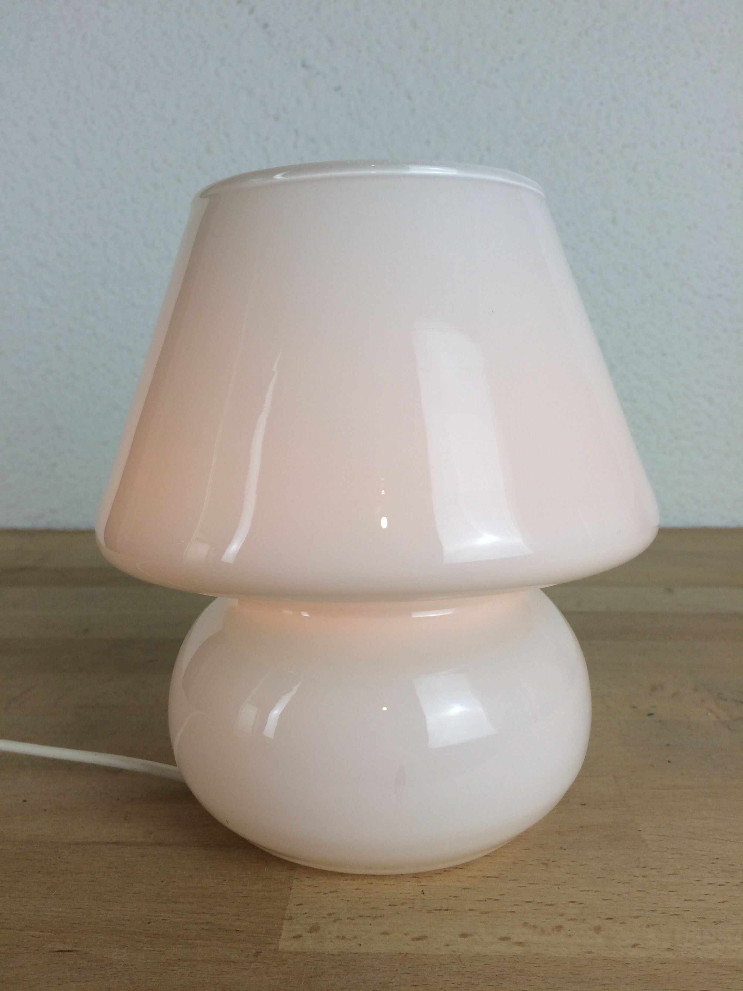 Mushroom lamp white glass Italy