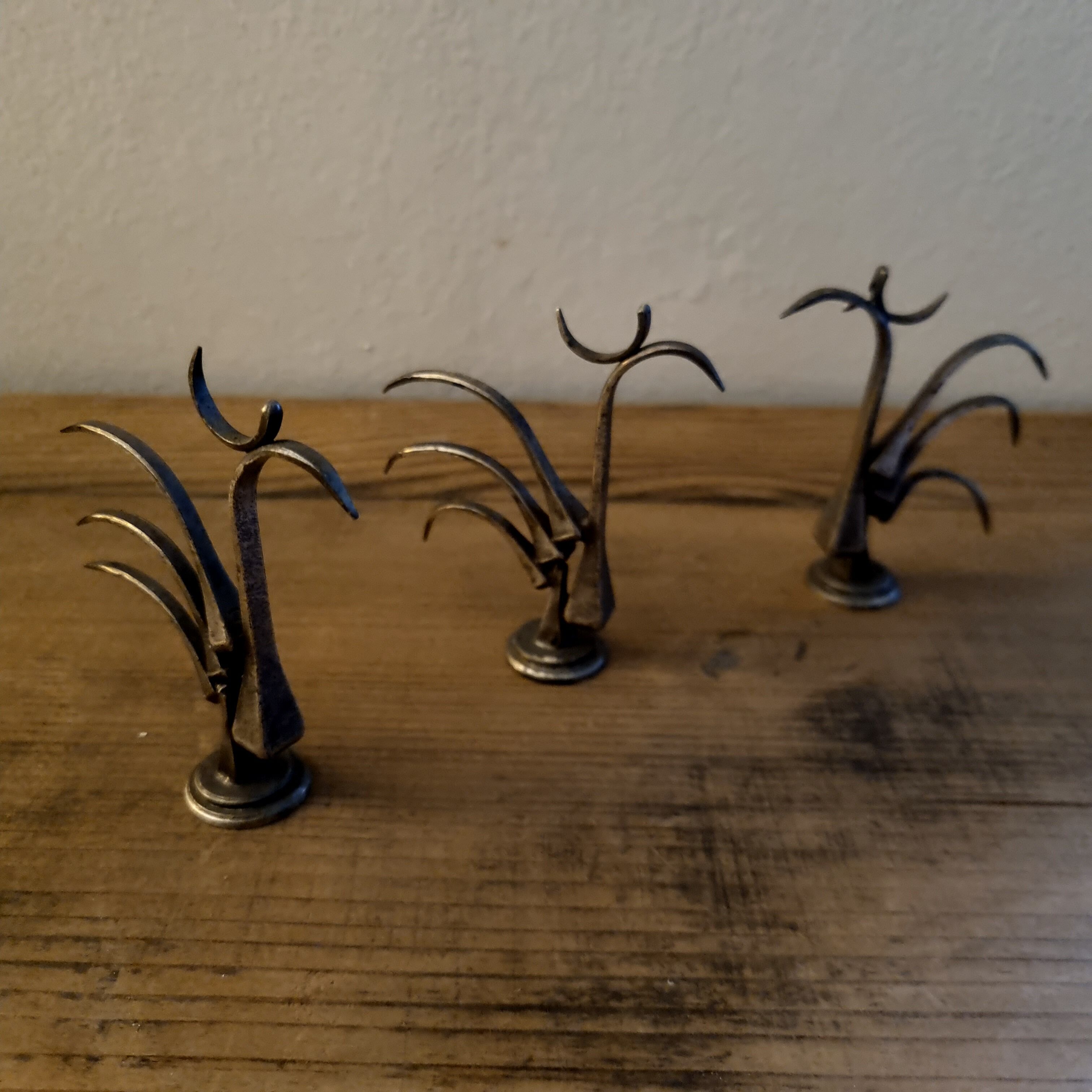 Lot brutalist rooster candlestick and 3 decorative
