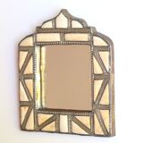 Moroccan brass mirror with bone inlays, 70s
