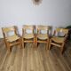Solid Elm and cream leather chairs, Maison Regain, 1960s.