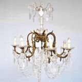 chandelier Crystal bronze dore rocaille style nineteenth pendants