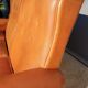 Sofa club leather 3 places buttoned back finish studded and velvet
