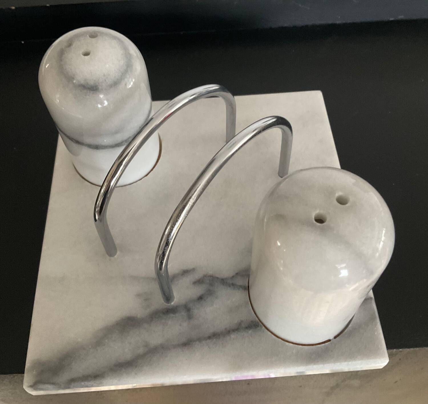 Vintage white marble table server