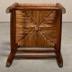 Rustic Armchair and Stool in stained oak and rush, France 1950s