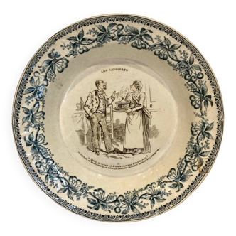 Late 19th century talking dish “Les Candidats” - Terre de Fer Hautain & Boulenger