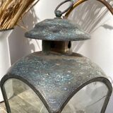 Antique lantern suspension in brass and glass