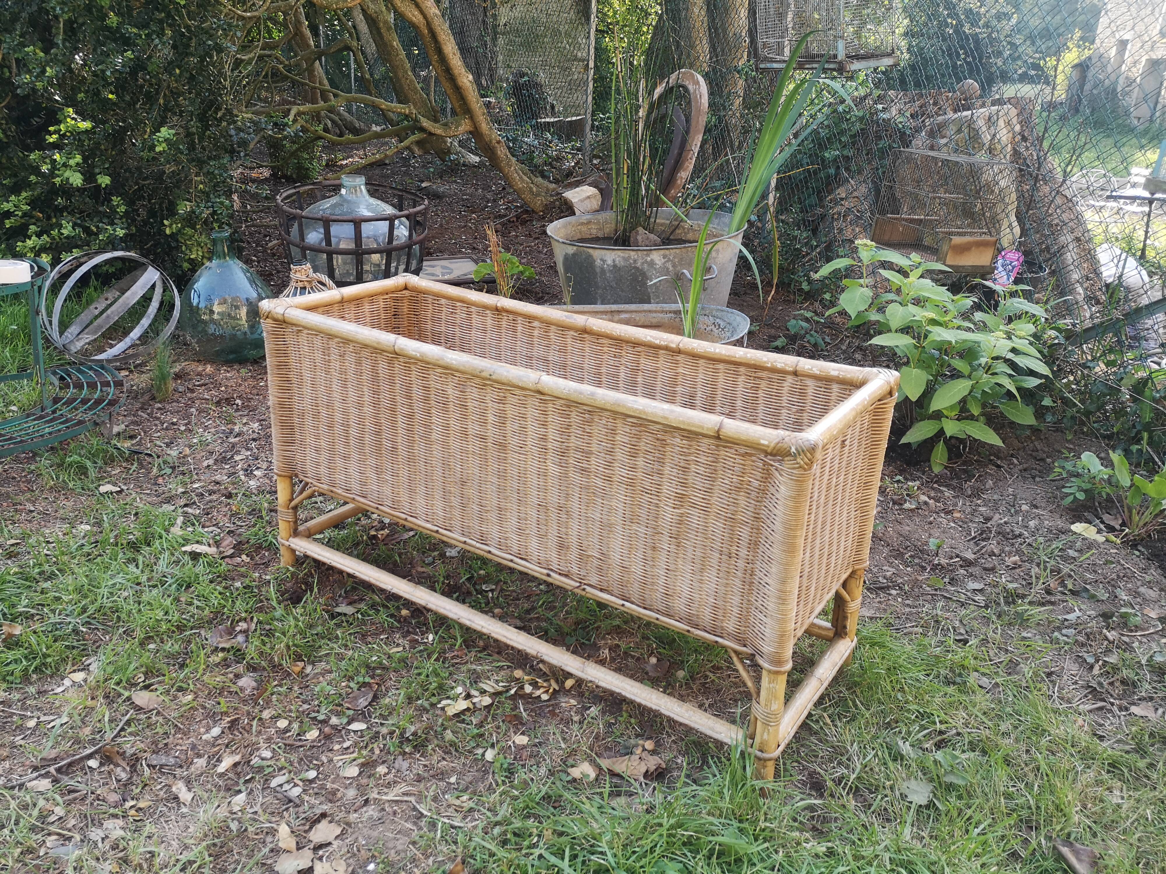 Vintage rattan planter