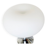 Lampe de table vintage, verre chromé et blanc