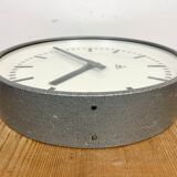 Grey industrial factory wall clock from pragotron, 1960s