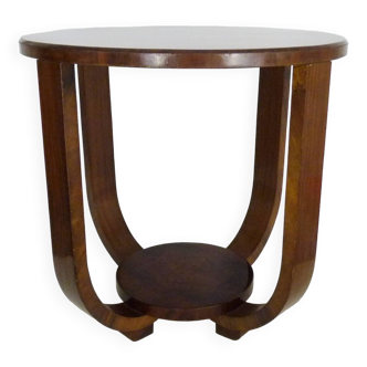 Italian Art Deco round coffee table in walnut, 1930s