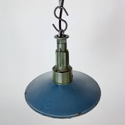 Industrial Blue Enamel Military Pendant Lamp with Cast Aluminium Top, 1960s