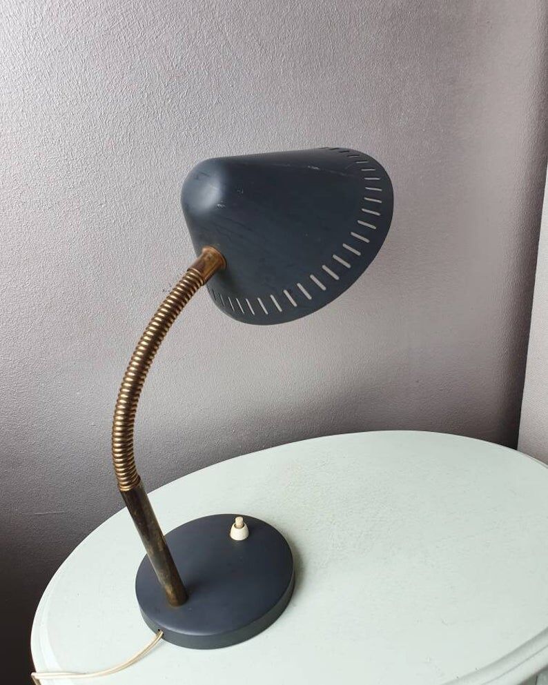 70s swan collar metal desk lamp