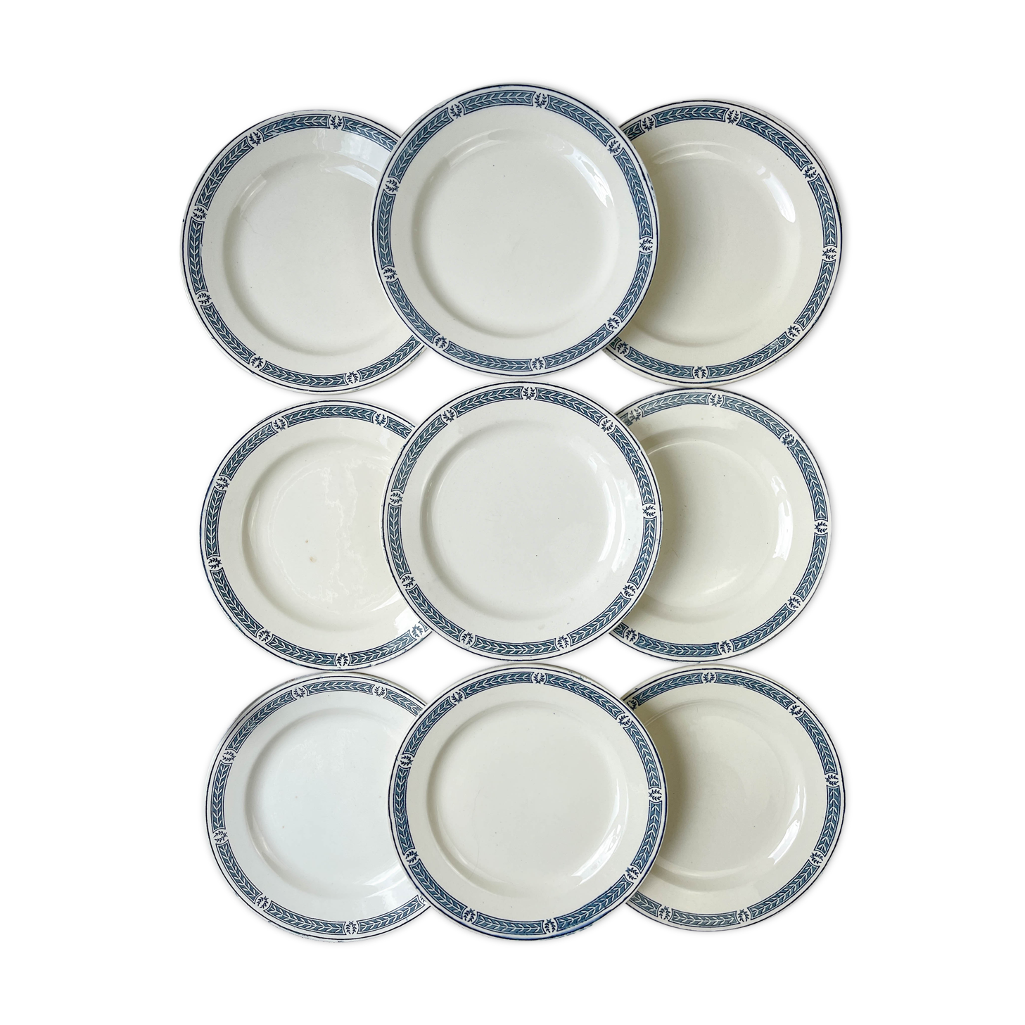 9 vintage flat plates iron earth salins model "castellane"