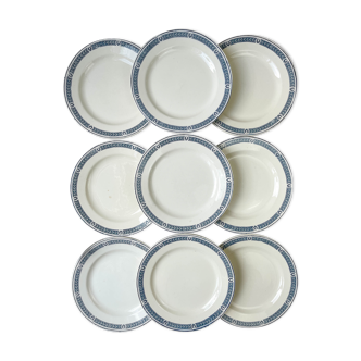 9 vintage flat plates iron earth salins model "castellane"