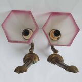 Pair of Art Deco pink wall sconces