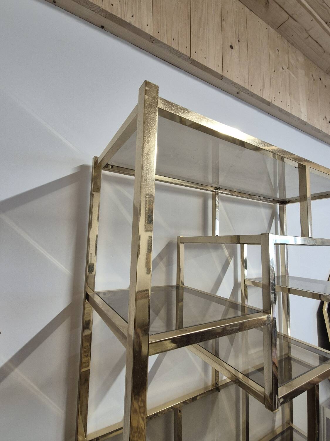 Vintage 1970s golden designer shelf