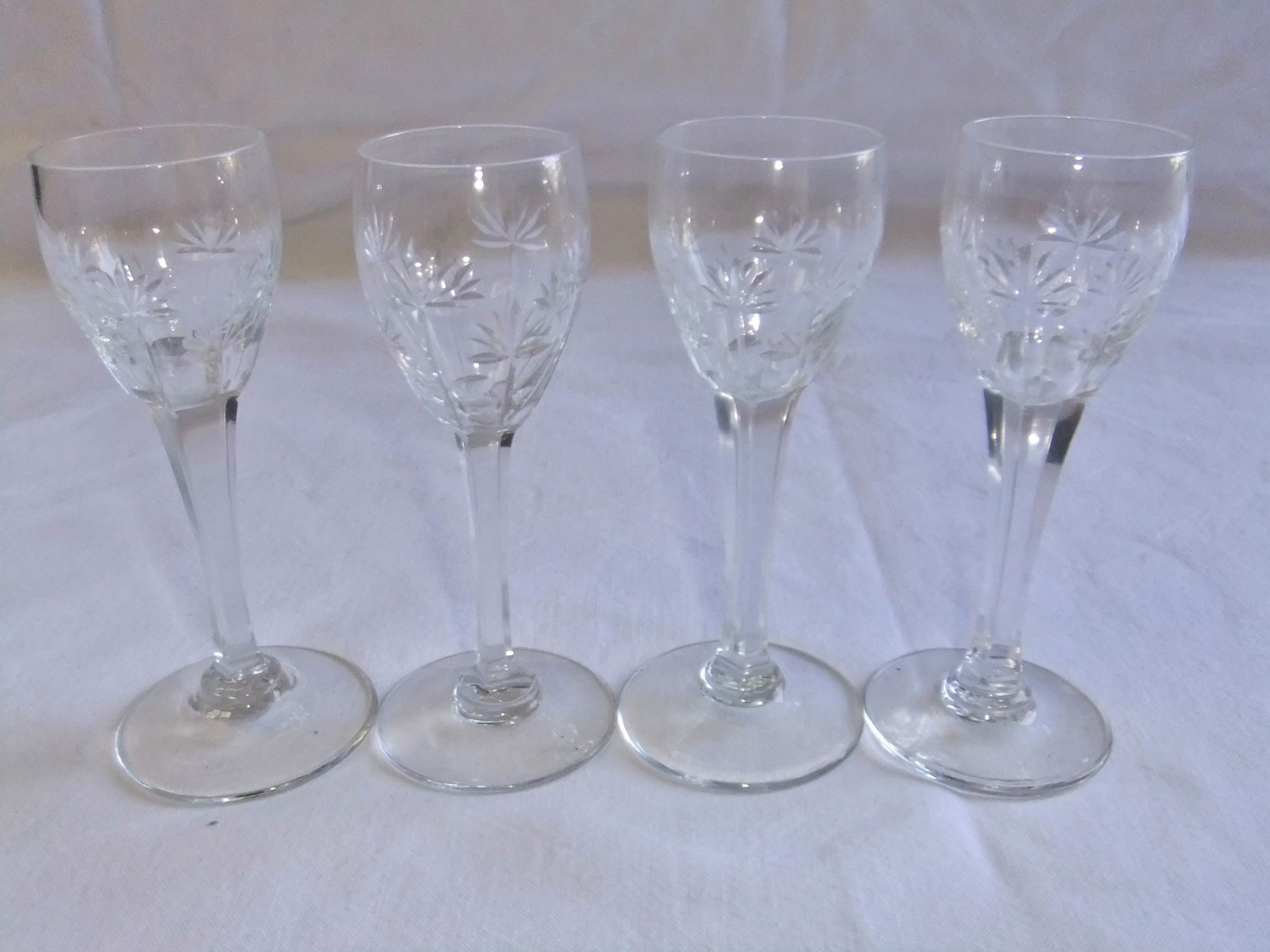 Bohemian crystal liqueur service Baccarat St Louis carafe glasses signed by an anchor