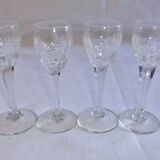 Bohemian crystal liqueur service Baccarat St Louis carafe glasses signed by an anchor