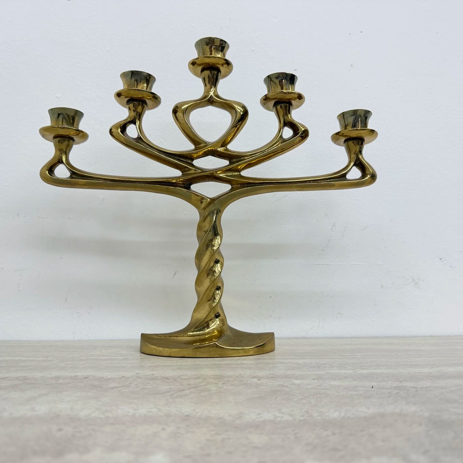 Mid-century large brutalist solid bronze candleholder, 1970s