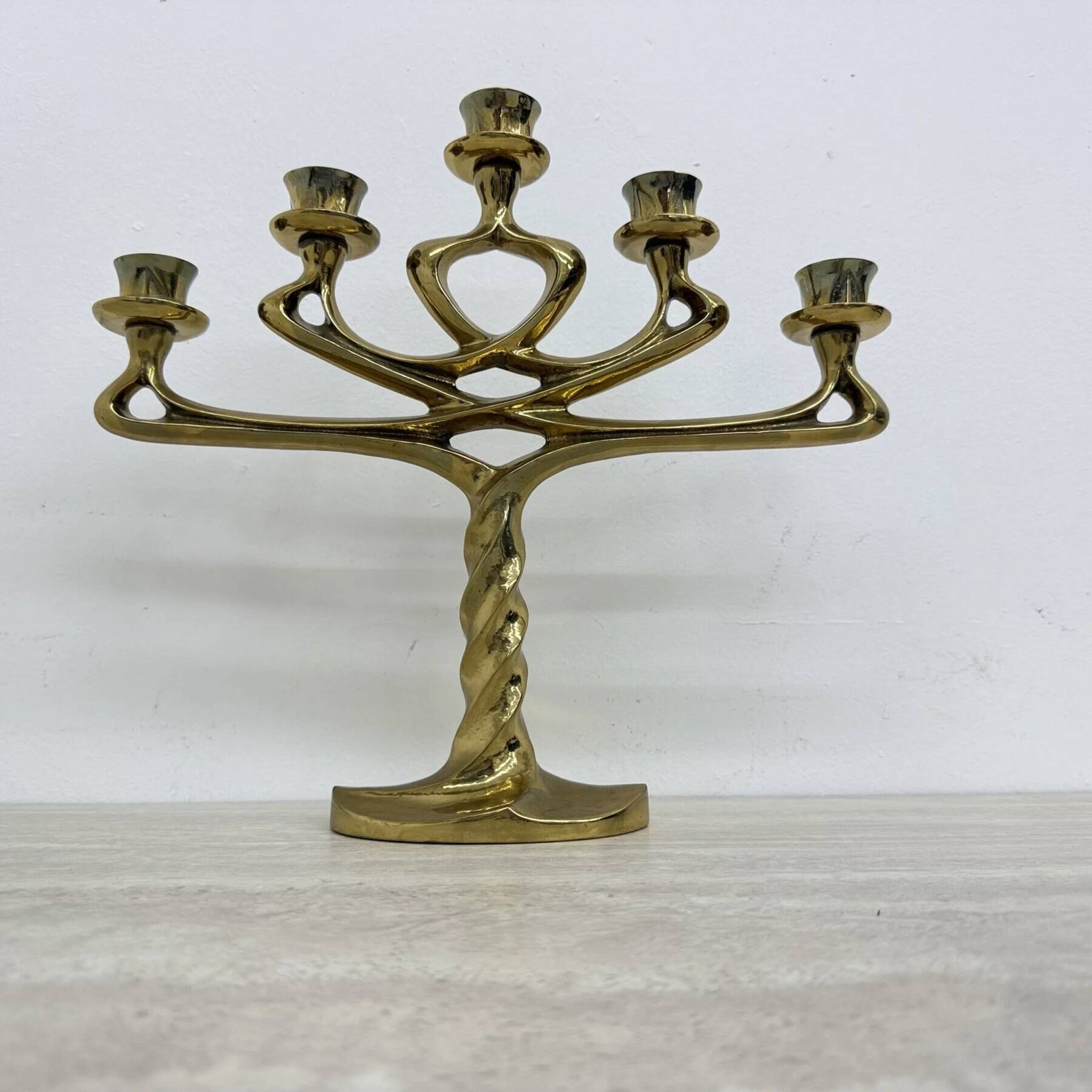 Mid-century large brutalist solid bronze candleholder, 1970s