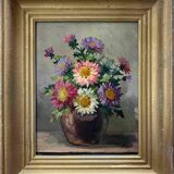 HSP painting "Bouquet of garden flowers" signed Henry circa 1950