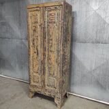 Casier industriel en métal | Armoire vintage à deux portes patinée