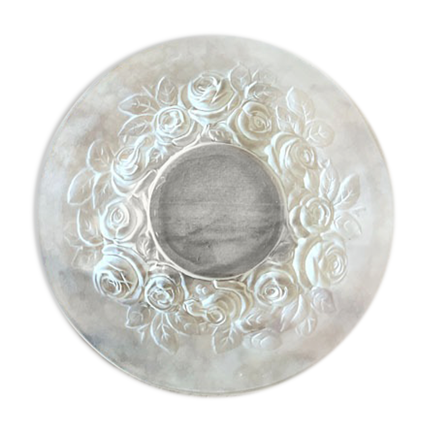 Frosted glass dish or plate signed Verlys France